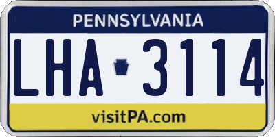 PA license plate LHA3114
