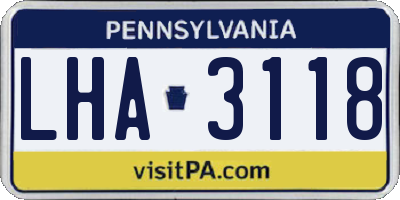PA license plate LHA3118