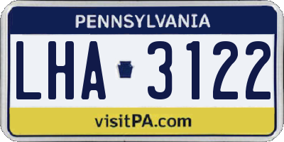 PA license plate LHA3122