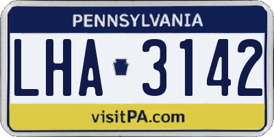 PA license plate LHA3142