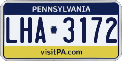 PA license plate LHA3172