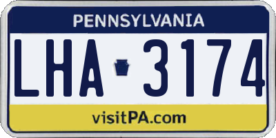 PA license plate LHA3174