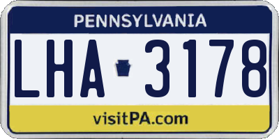 PA license plate LHA3178