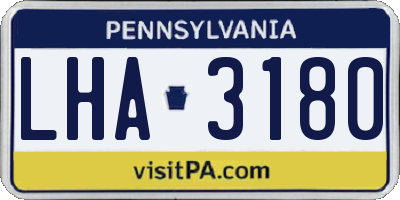 PA license plate LHA3180