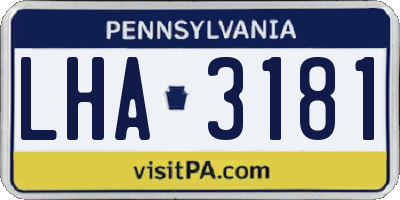 PA license plate LHA3181