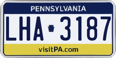 PA license plate LHA3187