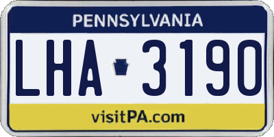 PA license plate LHA3190