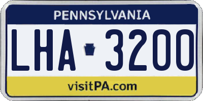 PA license plate LHA3200