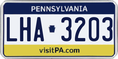 PA license plate LHA3203