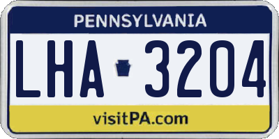 PA license plate LHA3204