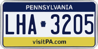 PA license plate LHA3205