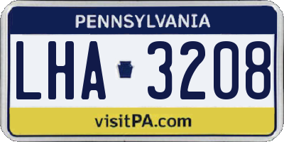 PA license plate LHA3208