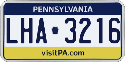 PA license plate LHA3216