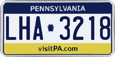 PA license plate LHA3218