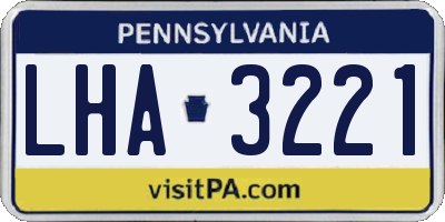 PA license plate LHA3221