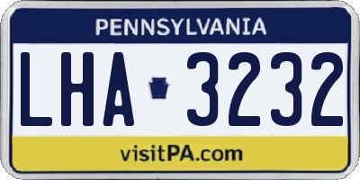 PA license plate LHA3232