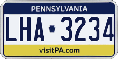 PA license plate LHA3234