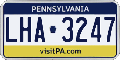 PA license plate LHA3247