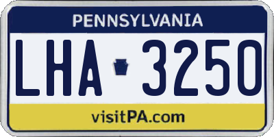 PA license plate LHA3250