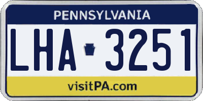 PA license plate LHA3251