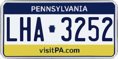PA license plate LHA3252