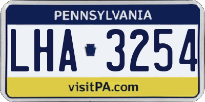 PA license plate LHA3254