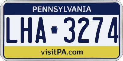 PA license plate LHA3274
