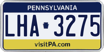 PA license plate LHA3275