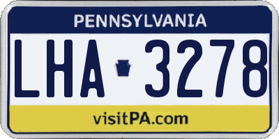 PA license plate LHA3278