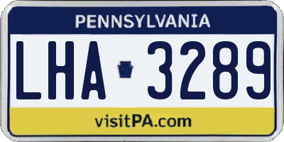 PA license plate LHA3289