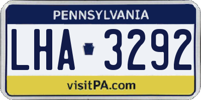 PA license plate LHA3292