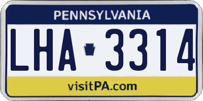 PA license plate LHA3314