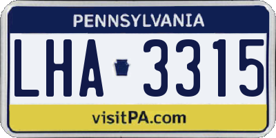 PA license plate LHA3315