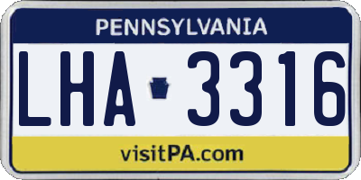 PA license plate LHA3316