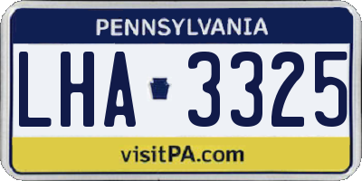 PA license plate LHA3325
