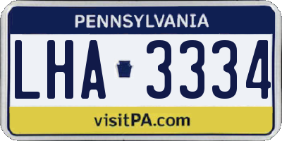 PA license plate LHA3334