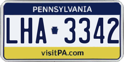 PA license plate LHA3342
