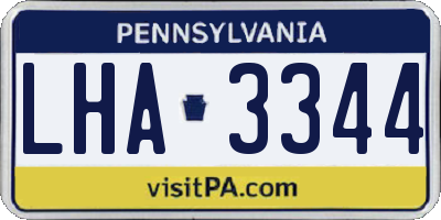PA license plate LHA3344