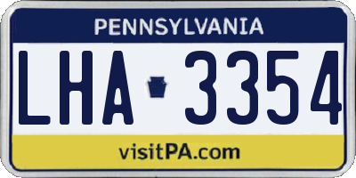 PA license plate LHA3354