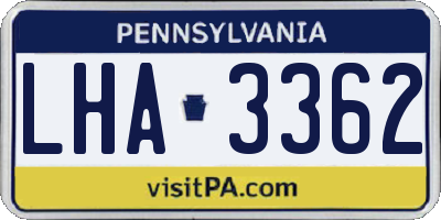 PA license plate LHA3362