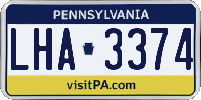 PA license plate LHA3374