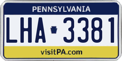 PA license plate LHA3381