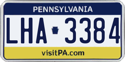 PA license plate LHA3384