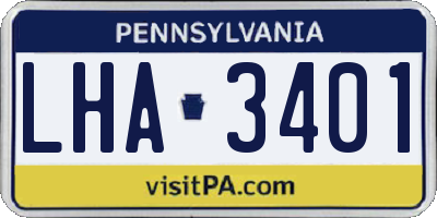 PA license plate LHA3401