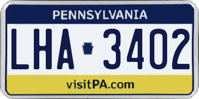 PA license plate LHA3402