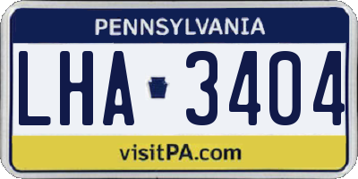 PA license plate LHA3404