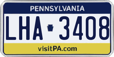 PA license plate LHA3408