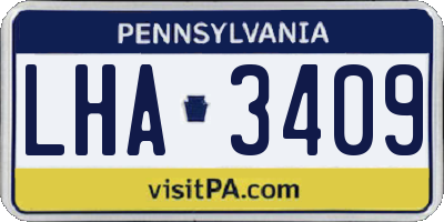 PA license plate LHA3409