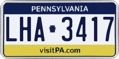 PA license plate LHA3417