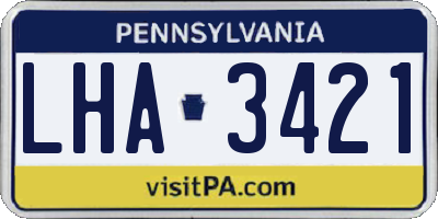 PA license plate LHA3421